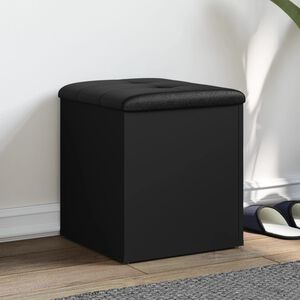 vidaXL Banco con almacenaje madera de ingenier&iacute;a negro 42x42x45 cm