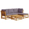 vidaXL Juego de muebles jard&iacute;n 5 pzas con cojines madera maciza acacia