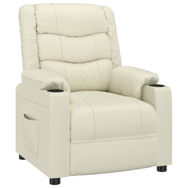 vidaXL Sill&oacute;n reclinable de cuero sint&eacute;tico crema