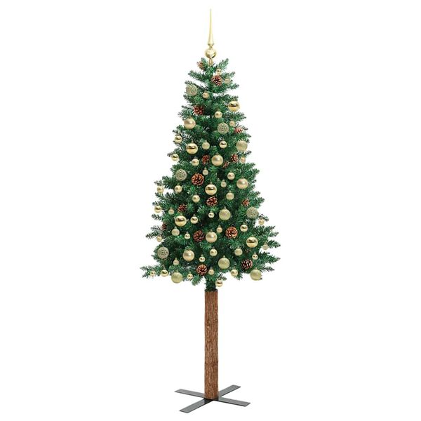 vidaXL Árbol de Navidad Delgado con 300 LED con soporte Verde 180 cm