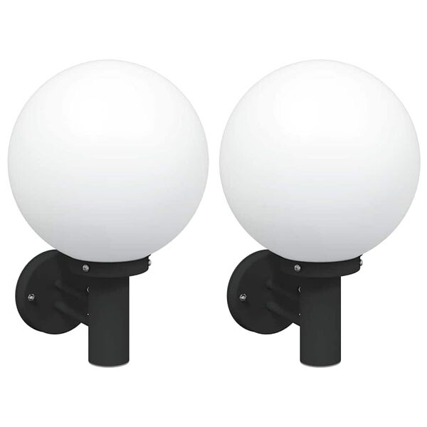 vidaXL Luz de pared exterior 2 pcs Negro 28 x 25 x 38 cm