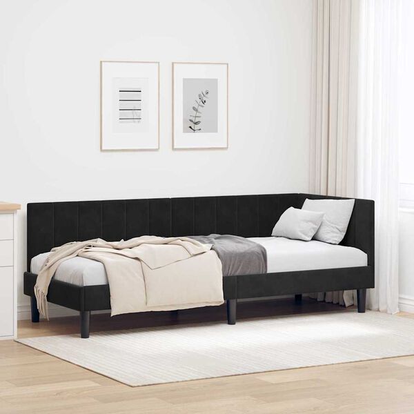 vidaXL Estructura de cama en esquina Negro 80 cm x 200 cm Terciopelo