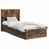 vidaXL Estructura de cama con almacenamiento y cabecero Roble Ahumado