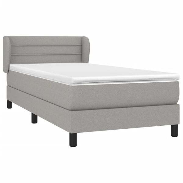 vidaXL Cama box spring con colch&oacute;n tela gris claro 100x200 cm