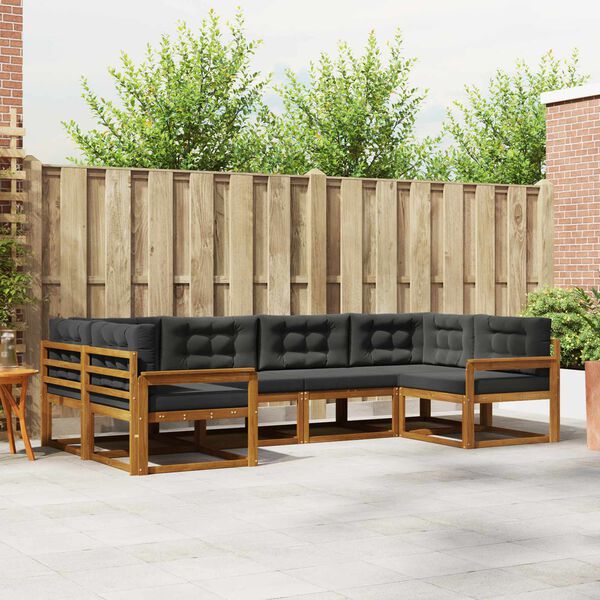 vidaXL Conjunto de sof&aacute;s de exterior 6 pcs Natural y Antracita