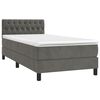 vidaXL Cama box spring colch&oacute;n y LED terciopelo gris oscuro 90x190 cm