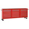 vidaXL Carro para herramientas con 21 cajones acero rojo