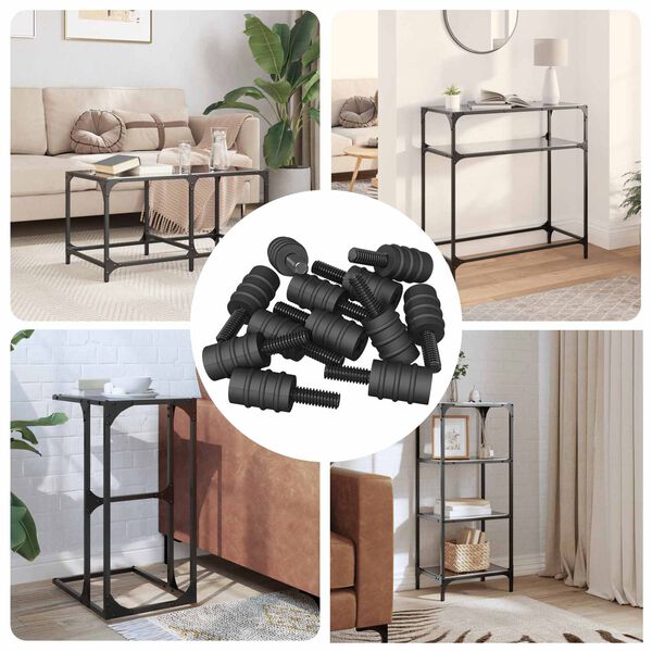 vidaXL Tornillo Separador 12 pcs Negro M4 Caucho y Acero