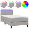 vidaXL Cama box spring colchón y luces LED tela gris claro 90x190 cm