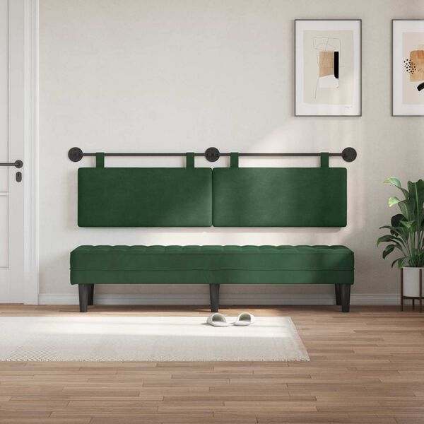 vidaXL Cabecera Colgante Liso Verde Selva 190 x 55 x 5 cm Tela de Pana