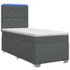 vidaXL Cama con Base Tapizada, Colch&oacute;n y Luz LED Gris oscuro Tela