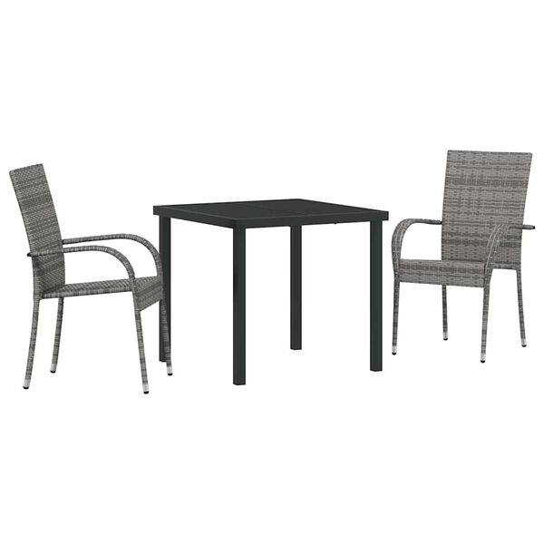 vidaXL Conjunto de Comedor de Jard&iacute;n 3 pcs Gris