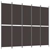 vidaXL Biombo divisor de 6 paneles de tela marr&oacute;n 300x220 cm