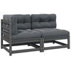 vidaXL Set de muebles de jard&iacute;n 2 pzas con cojines madera pino gris
