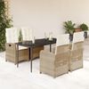 vidaXL Set comedor de jard&iacute;n 5 pzas con cojines rat&aacute;n sint&eacute;tico beige