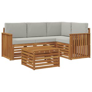 vidaXL Conjunto de sof&aacute;s de exterior 5 pcs Gris Natural y Claro