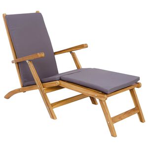 vidaXL Silla de patio plegable con coj&iacute;n Gris oscuro