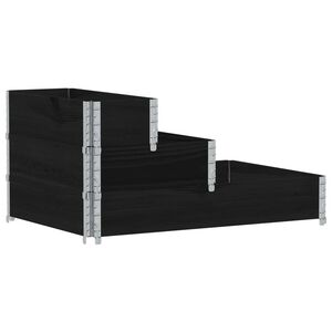 vidaXL Arriate elevado de 3 niveles madera maciza pino negro 120x80 cm