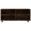 vidaXL Mueble TV con ruedas madera contrachapada roble humo 90x35x35cm