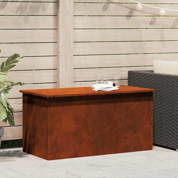 vidaXL Caja de Almacenamiento Exterior Oxidado 100 x 50,5 x 50 cm