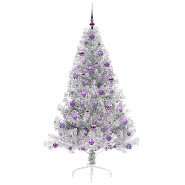 vidaXL &Aacute;rbol de Navidad Artificial Preiluminado Plateado 180 cm PET