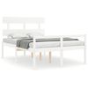 vidaXL Cama para personas mayores con cabecero madera maciza blanco