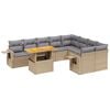 vidaXL Juego de sof&aacute;s jard&iacute;n con cojines beige 10 pzas rat&aacute;n sint&eacute;tico