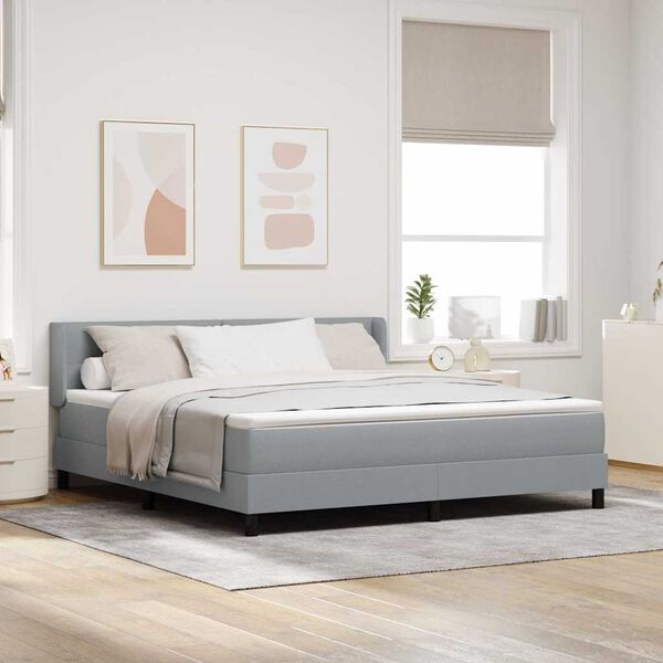 vidaXL Cama tipo Box Spring Gris Claro 200 x 180 cm Poli&eacute;ster