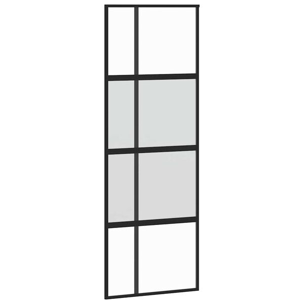 vidaXL Puerta corredera set herrajes vidrio templado aluminio 76x205cm