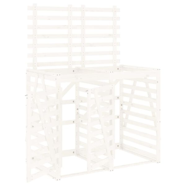 vidaXL Cobertizo doble para cubos de basura madera maciza pino blanco