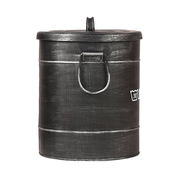 LABEL51 Cesto de la ropa sucia negro envejecido S 26x26x33 cm