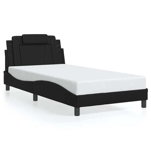 vidaXL Estructura de cama Viana sin colch&oacute;n cuero sint&eacute;tico negro 100x200 cm