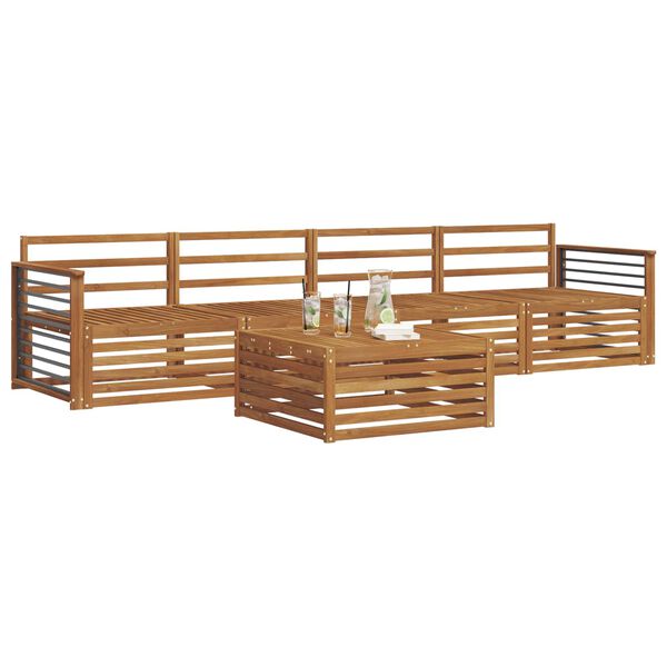 vidaXL Conjunto de sof&aacute;s de exterior 5 pcs Natural