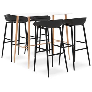 vidaXL Mesa alta y taburetes de bar 5 piezas blanco y negro