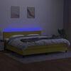 vidaXL Cama box spring con colch&oacute;n y LED tela verde 200x200 cm
