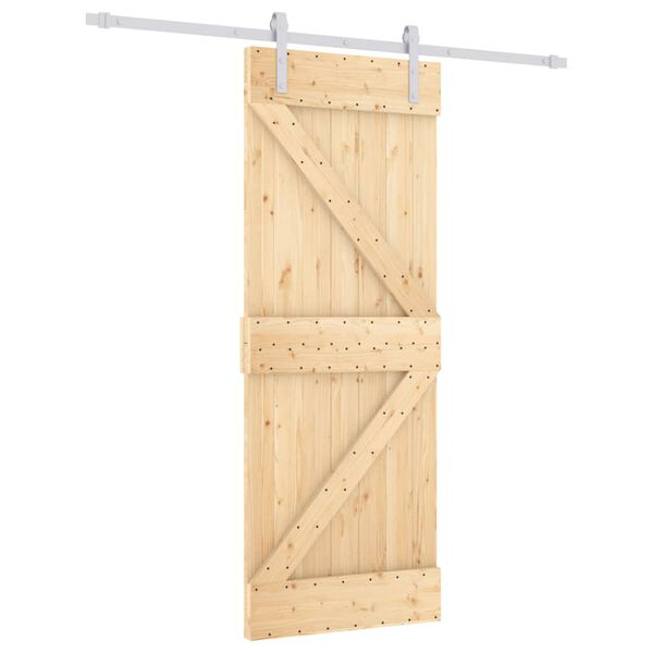 vidaXL Puerta corredera con herrajes madera maciza de pino 80x210 cm