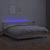 vidaXL Cama box spring colch&oacute;n y LED cuero sint&eacute;tico crema 160x200 cm
