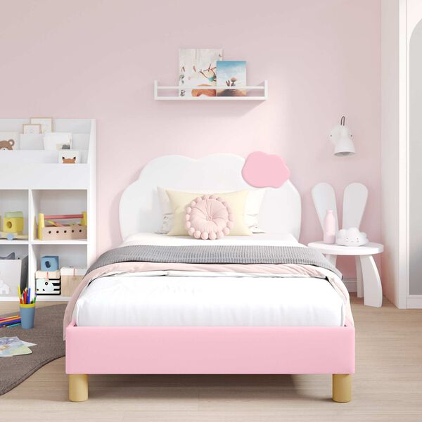 vidaXL Estructura de cama con cabecera Rosa 90 x 190 cm PU