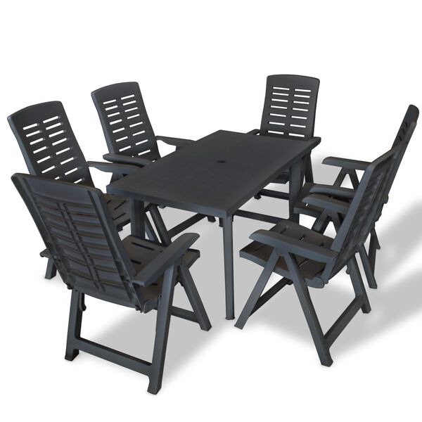 vidaXL Set de comedor de jardín 7 piezas plástico gris antracita