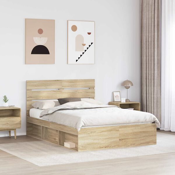 vidaXL Estructura de cama Sonoma 140 x 200 cm Madera de pino macizo