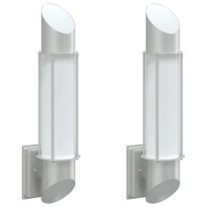 vidaXL Apliques de exterior 2 unidades acero inoxidable plateado