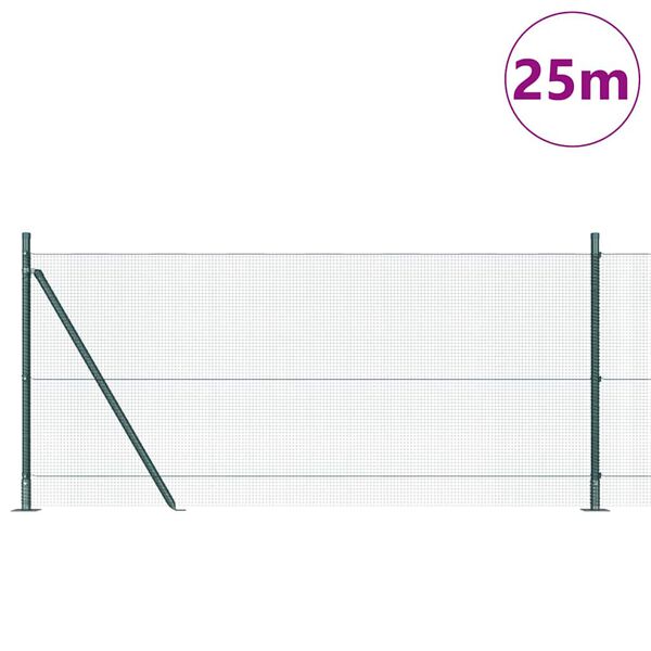 vidaXL Poste de Valla Verde 25 x 1 m (malla de 12 x 12 mm) Acero
