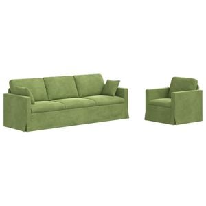 vidaXL Juego de Sof&aacute; 2 pcs Verde claro 228 x 78 x 80 cm Terciopelo