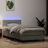 vidaXL Cama box spring con colch&oacute;n y LED terciopelo gris claro 100x220 cm
