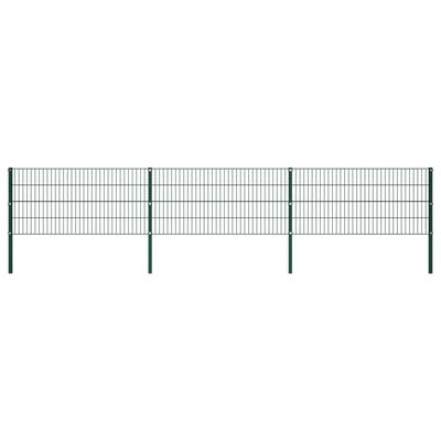 vidaXL Panel de valla con postes hierro verde 5,1x0,8 m