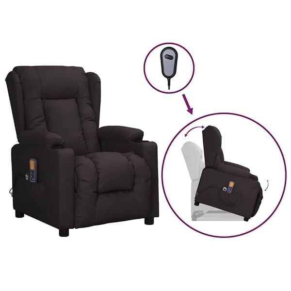 vidaXL Sill&oacute;n de masaje elevable cuero sint&eacute;tico negro