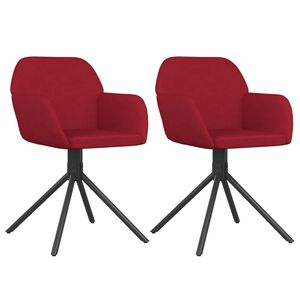 vidaXL Sillas de comedor giratorias 2 unidades terciopelo rojo tinto