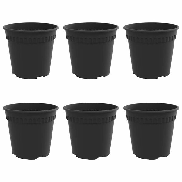 vidaXL Maceta Redonda para Flores 6 pcs Negro &Oslash; 19 x 16 cm Pl&aacute;stico