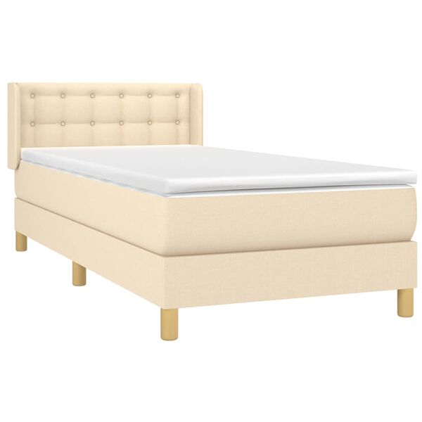 vidaXL Cama box spring con colch&oacute;n tela color crema 90x190 cm