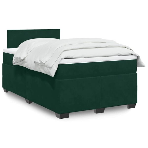 vidaXL Cama box spring con colch&oacute;n terciopelo verde oscuro 120x190 cm